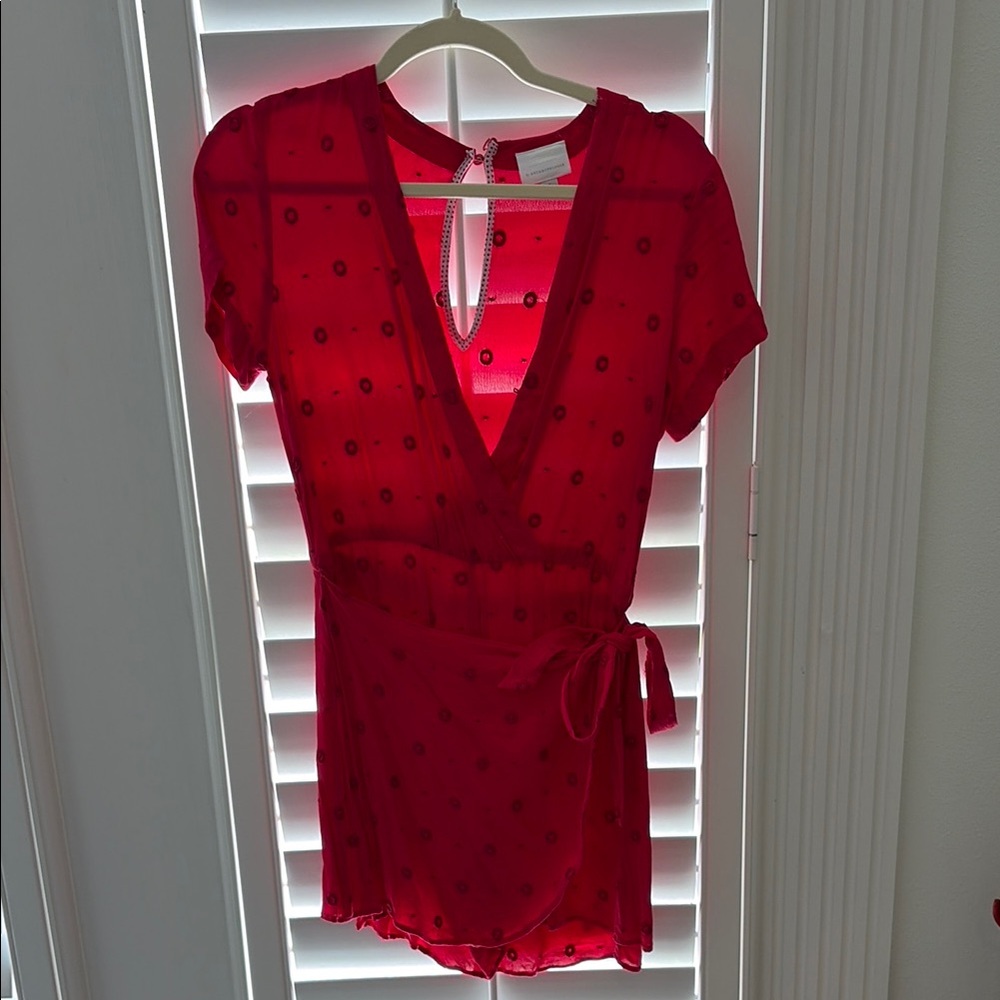 Anthropologie Hot Pink Faux Wrap Romper